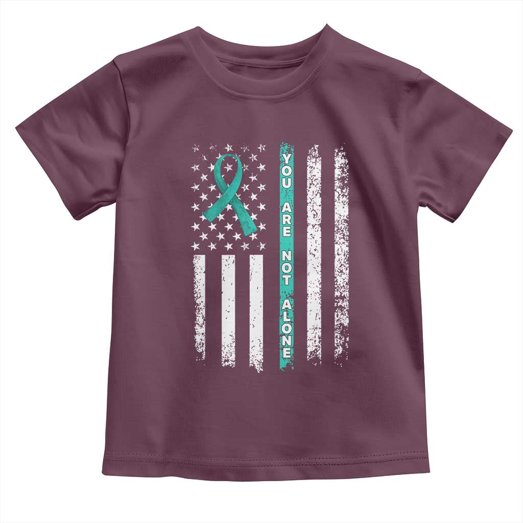 Sexual Assault Awareness Toddler T Shirt You Are Not Alone Ribbon Flag TS14 Maroon Print Your Wear