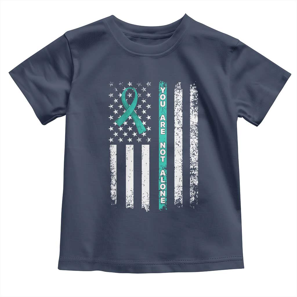 Sexual Assault Awareness Toddler T Shirt You Are Not Alone Ribbon Flag TS14 Navy Print Your Wear