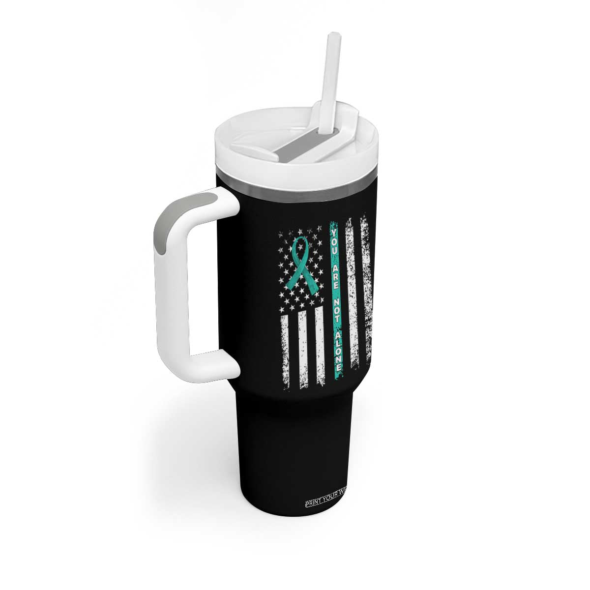 Sexual Assault Awareness Tumbler With Handle You Are Not Alone Ribbon Flag TS14 Print Your Wear
