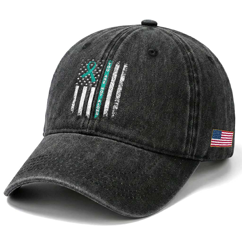 Sexual Assault Awareness Washed Cotton Baseball Cap You Are Not Alone Ribbon Flag TS14 Print Your Wear