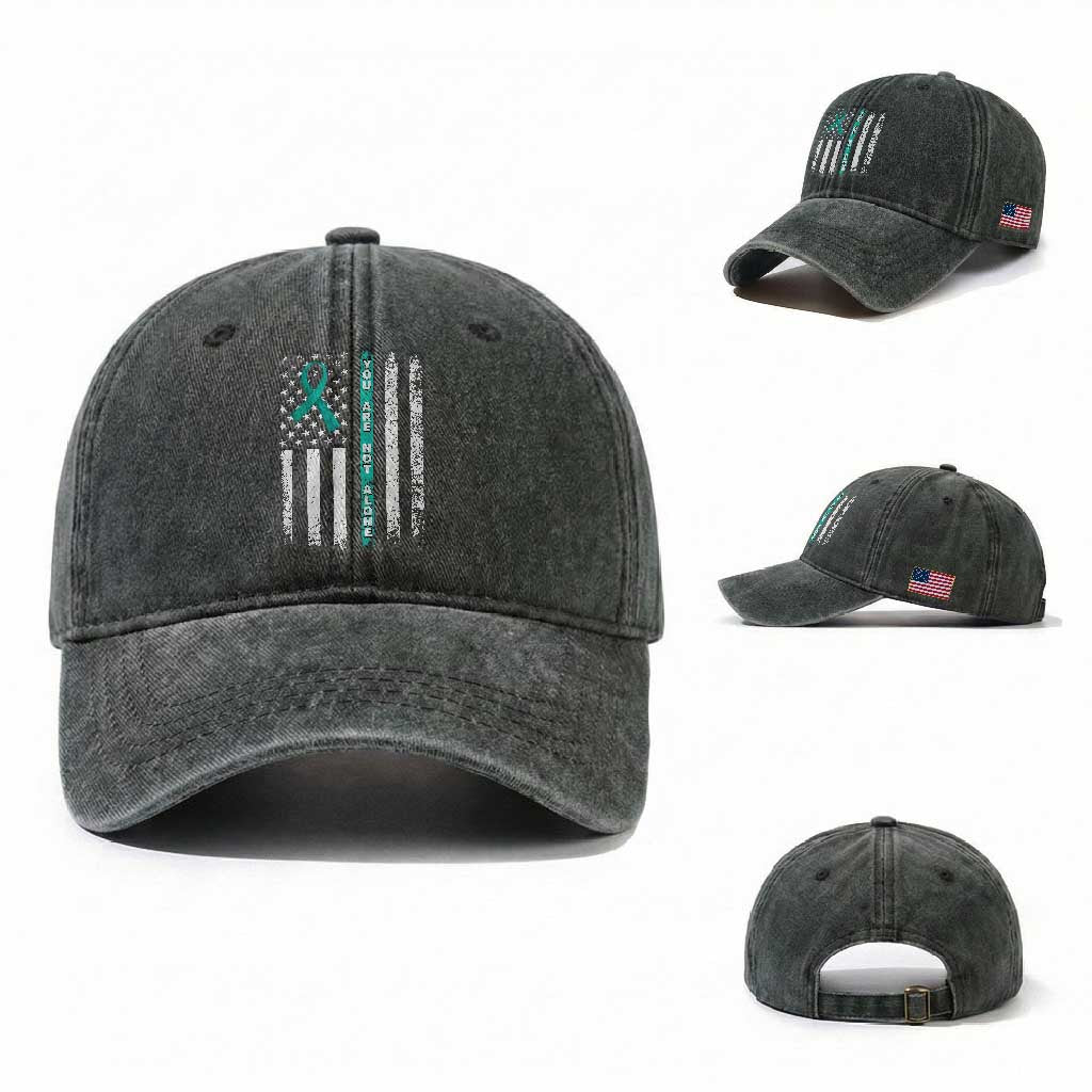 Sexual Assault Awareness Washed Cotton Baseball Cap You Are Not Alone Ribbon Flag TS14 Washed Cap Universal Fit Dark Green Print Your Wear