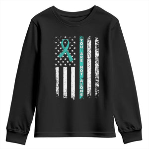 Sexual Assault Awareness Youth Sweatshirt You Are Not Alone Ribbon Flag TS14 Black Print Your Wear