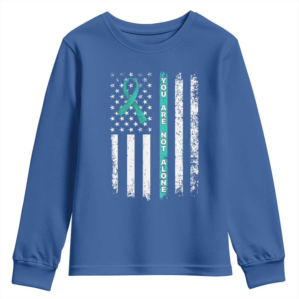 Sexual Assault Awareness Youth Sweatshirt You Are Not Alone Ribbon Flag TS14 Royal Blue Print Your Wear