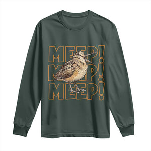 Woodcock Meep Long Sleeve Shirt Funny Nature Lover TS14 Dark Forest Green Print Your Wear