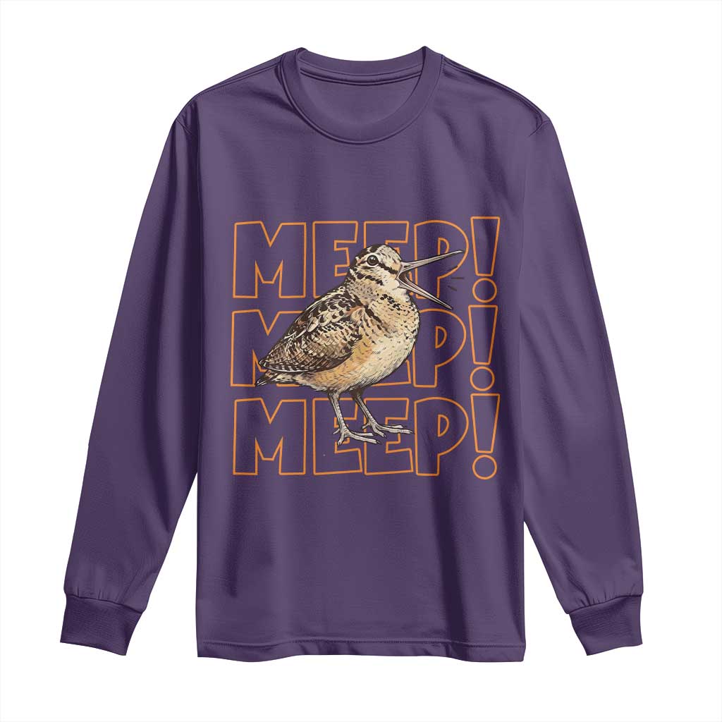 Woodcock Meep Long Sleeve Shirt Funny Nature Lover TS14 Purple Print Your Wear