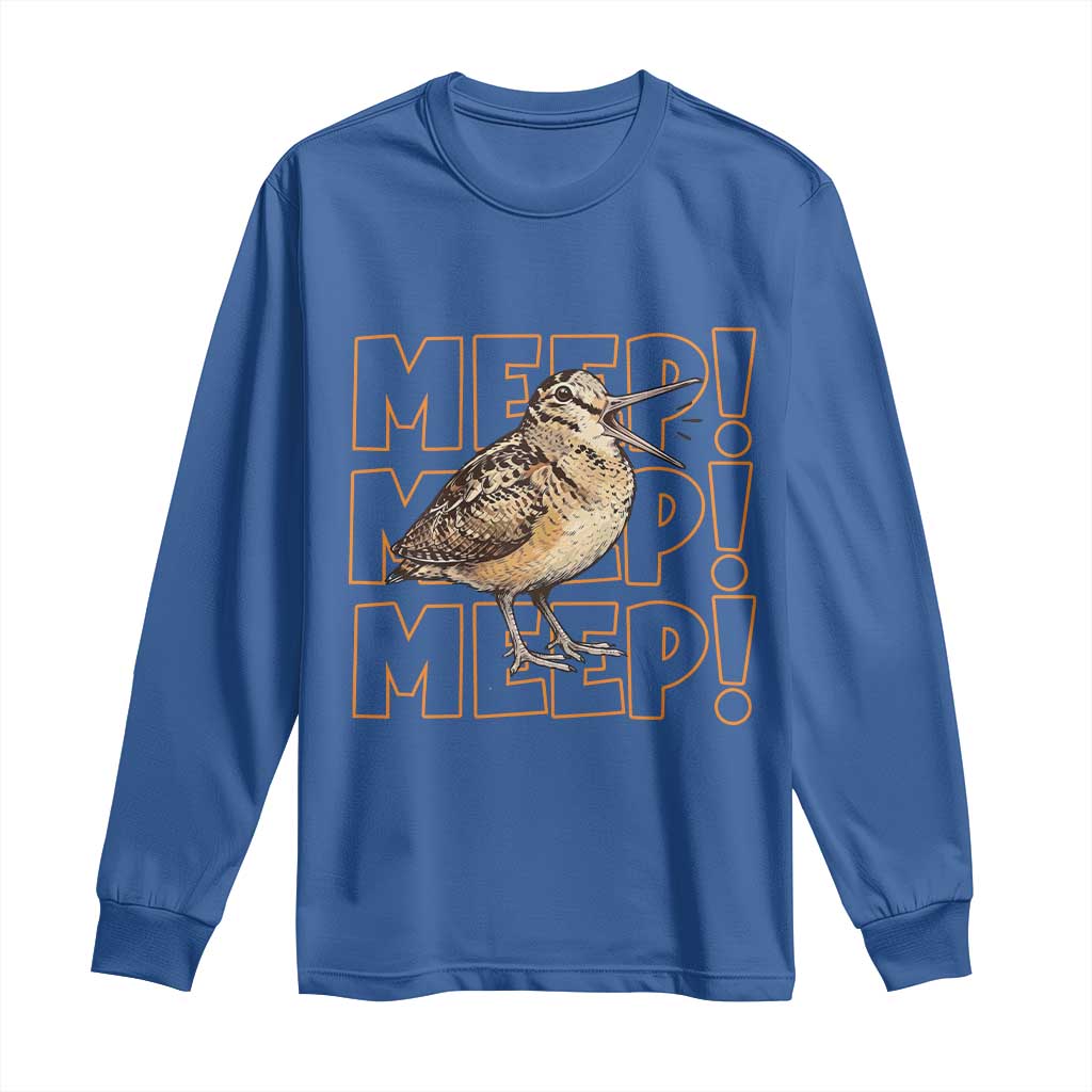 Woodcock Meep Long Sleeve Shirt Funny Nature Lover TS14 Royal Blue Print Your Wear
