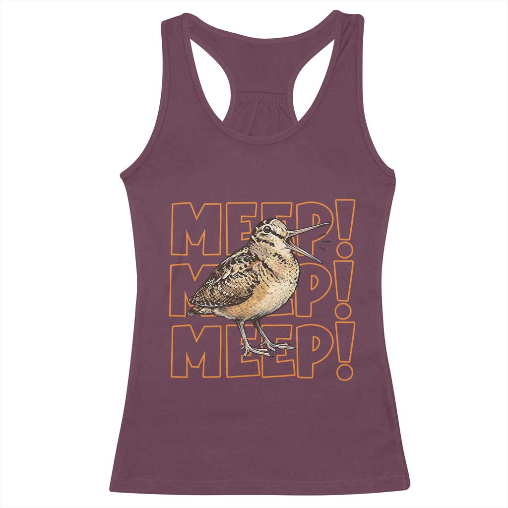 Woodcock Meep Racerback Tank Top Funny Nature Lover TS14 Maroon Print Your Wear
