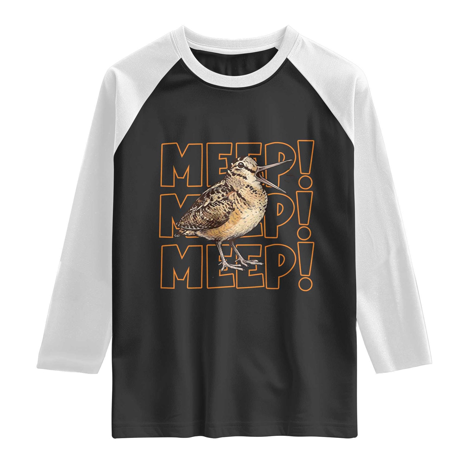 Woodcock Meep Raglan Shirt Funny Nature Lover TS14 Black White Print Your Wear