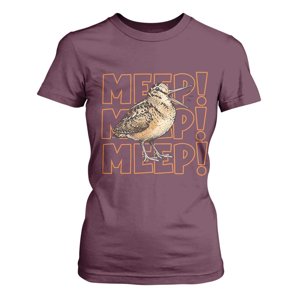 Woodcock Meep T Shirt For Women Funny Nature Lover TS14 Maroon Print Your Wear