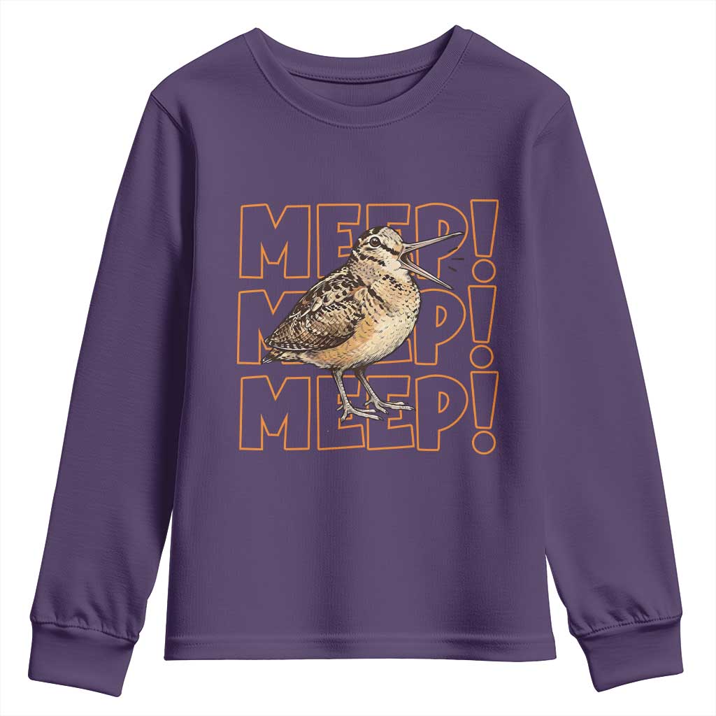 Woodcock Meep Youth Sweatshirt Funny Nature Lover TS14 Purple Print Your Wear