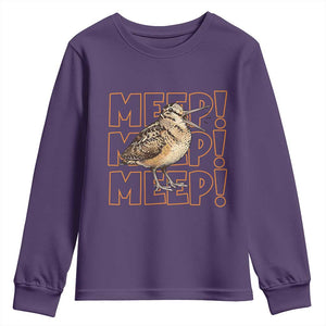 Woodcock Meep Youth Sweatshirt Funny Nature Lover TS14 Purple Print Your Wear