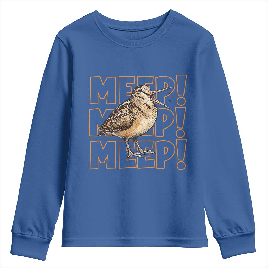 Woodcock Meep Youth Sweatshirt Funny Nature Lover TS14 Royal Blue Print Your Wear