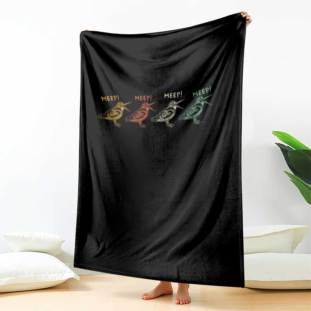 Meep Woodcock Throw Blanket Retro Timberdoodle Wildlife TS14 Print Your Wear
