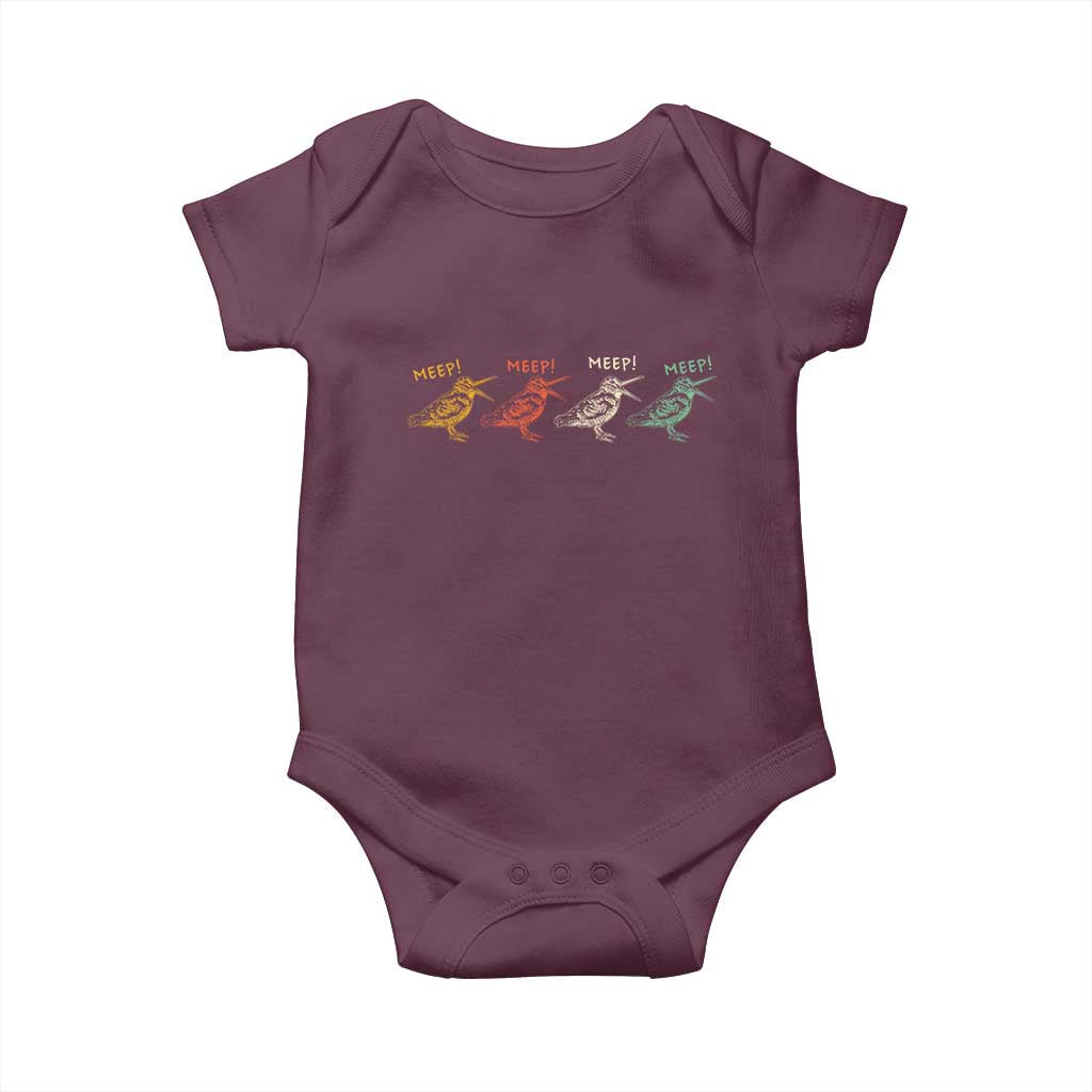 Meep Woodcock Baby Onesie Retro Timberdoodle Wildlife TS14 Maroon Print Your Wear