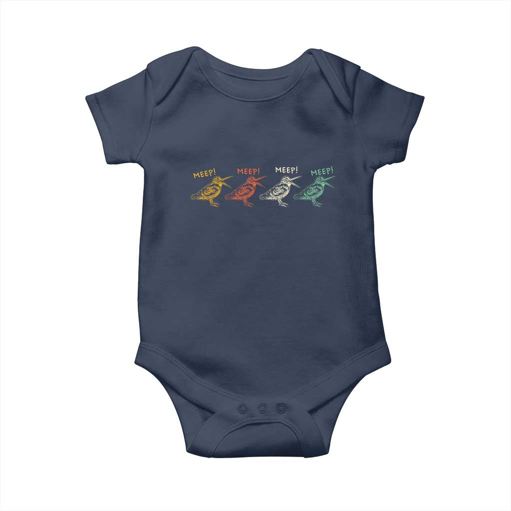 Meep Woodcock Baby Onesie Retro Timberdoodle Wildlife TS14 Navy Print Your Wear