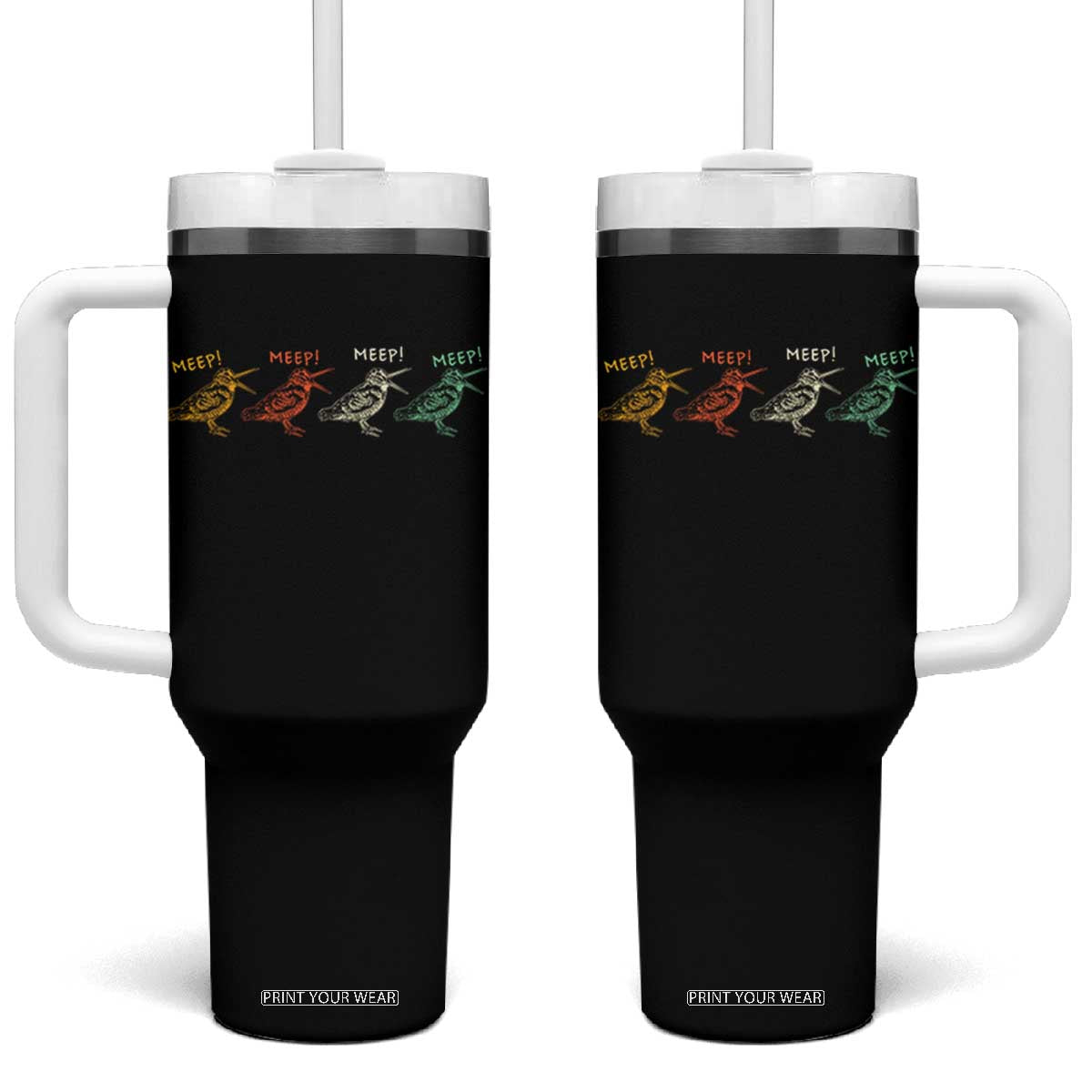 Meep Woodcock Tumbler With Handle Retro Timberdoodle Wildlife TS14 One Size: 40 oz Black Print Your Wear