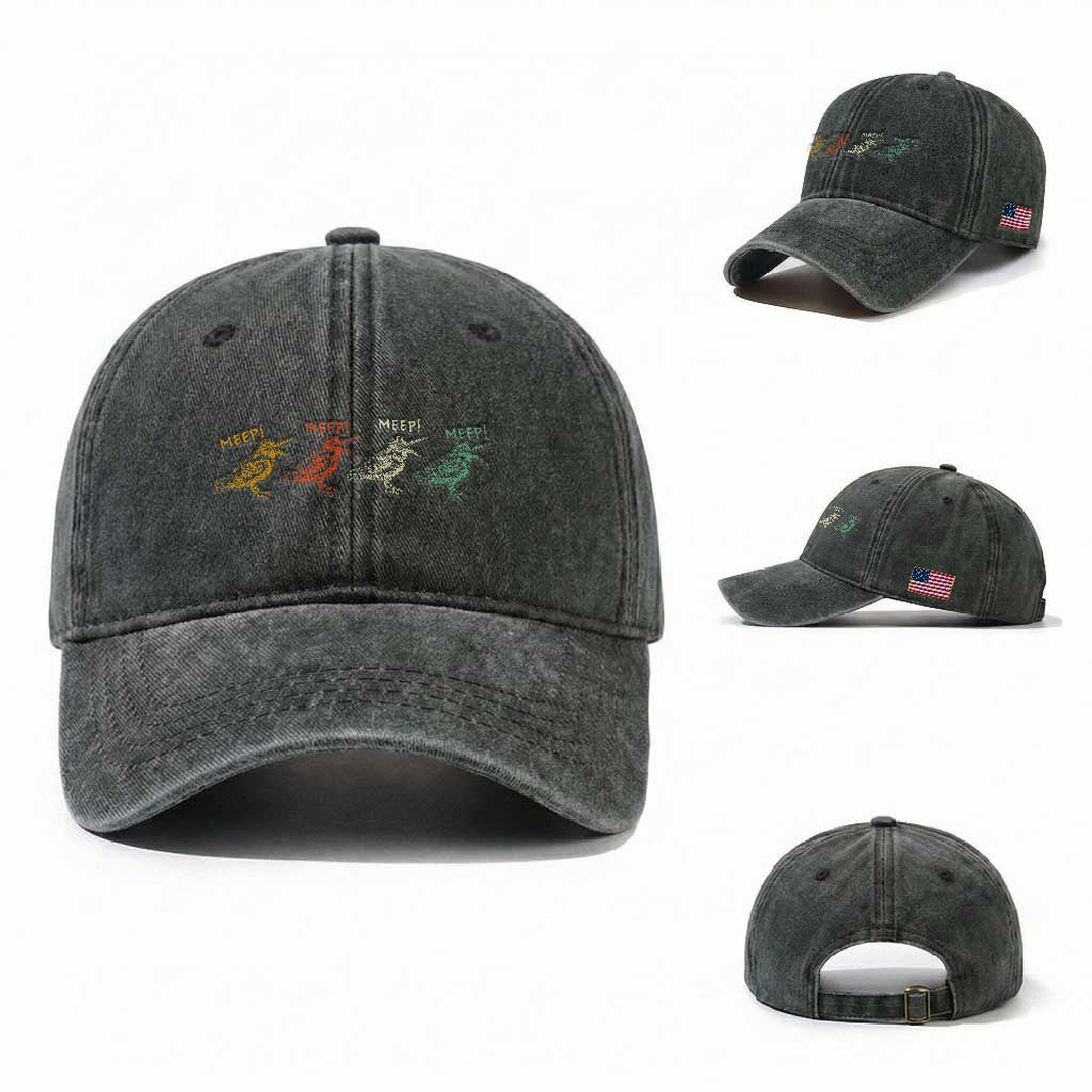 Meep Woodcock Washed Cotton Baseball Cap Retro Timberdoodle Wildlife TS14 Washed Cap Universal Fit Dark Green Print Your Wear