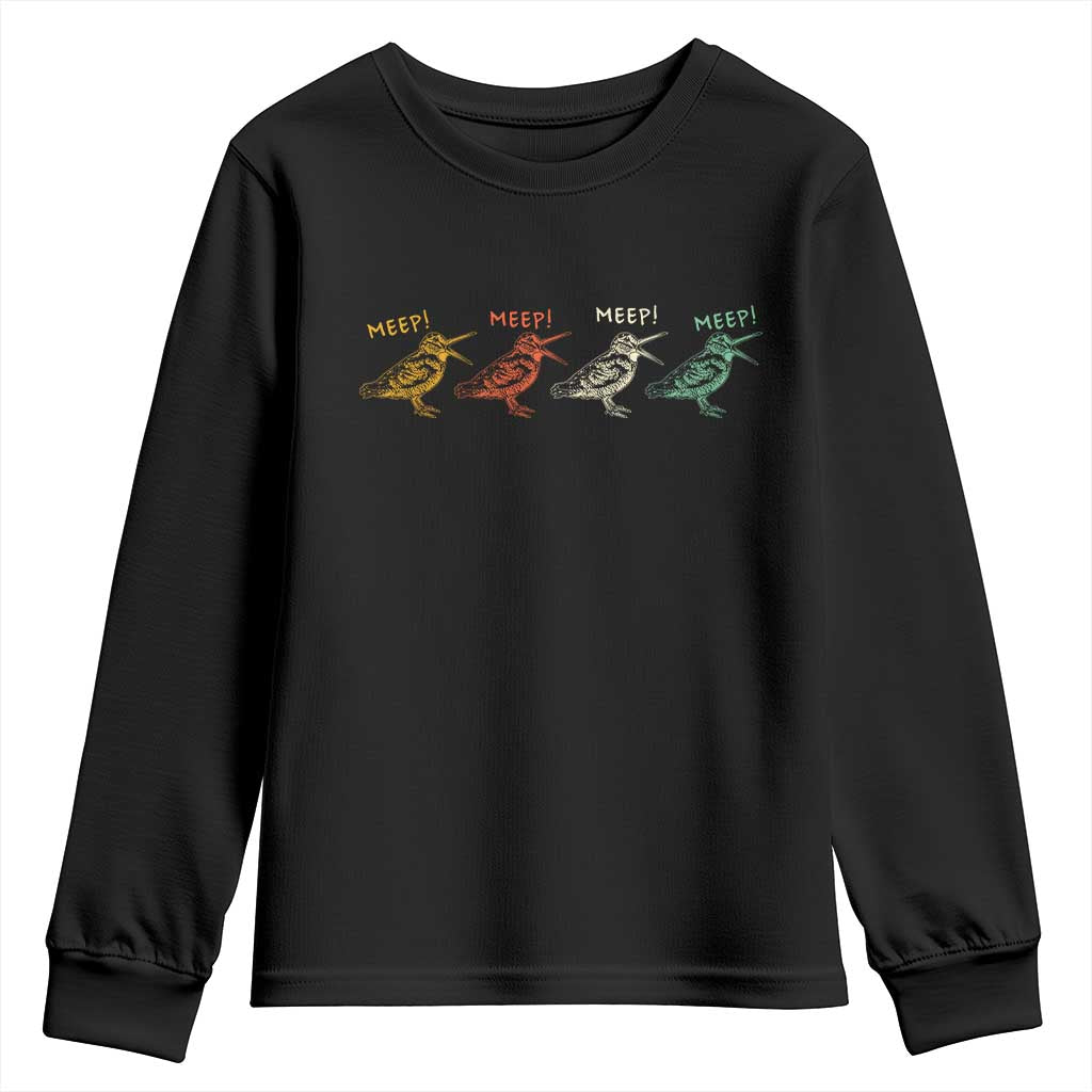 Meep Woodcock Youth Sweatshirt Retro Timberdoodle Wildlife TS14 Black Print Your Wear