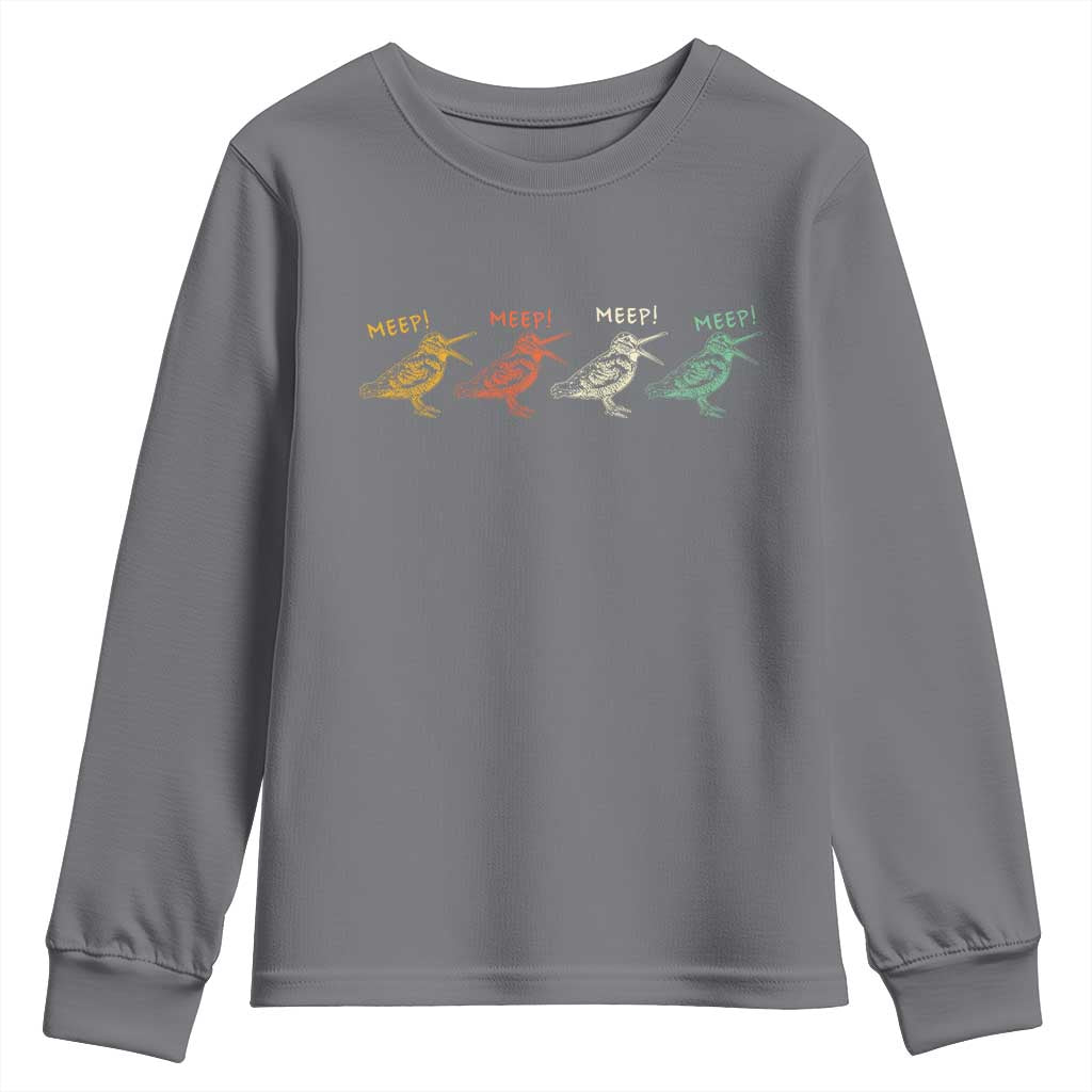 Meep Woodcock Youth Sweatshirt Retro Timberdoodle Wildlife TS14 Charcoal Print Your Wear