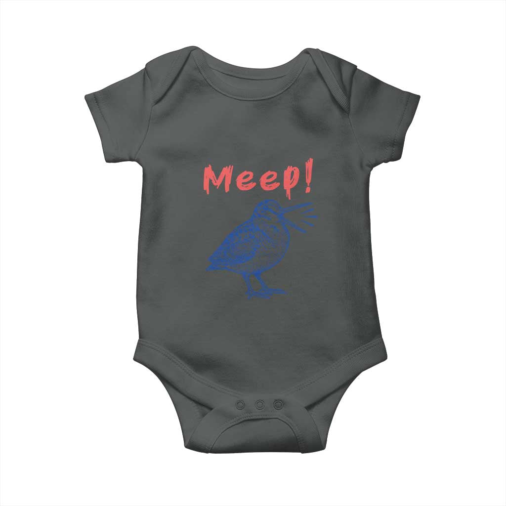 Meep Woodcock Baby Onesie Cute Bird Meme TS14 Dark Heather Print Your Wear