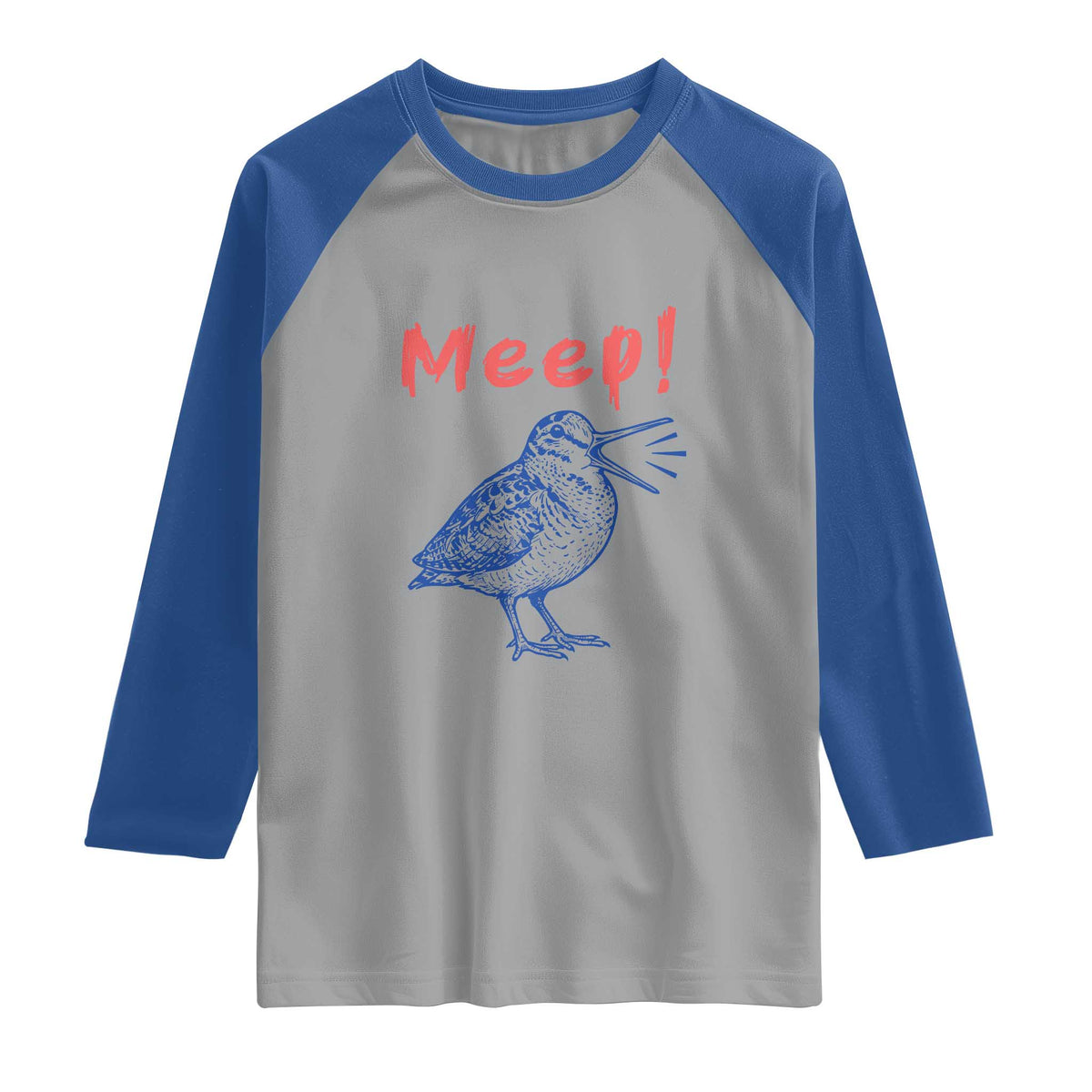 Meep Woodcock Raglan Shirt Cute Bird Meme TS14 Sport Gray Royal Print Your Wear
