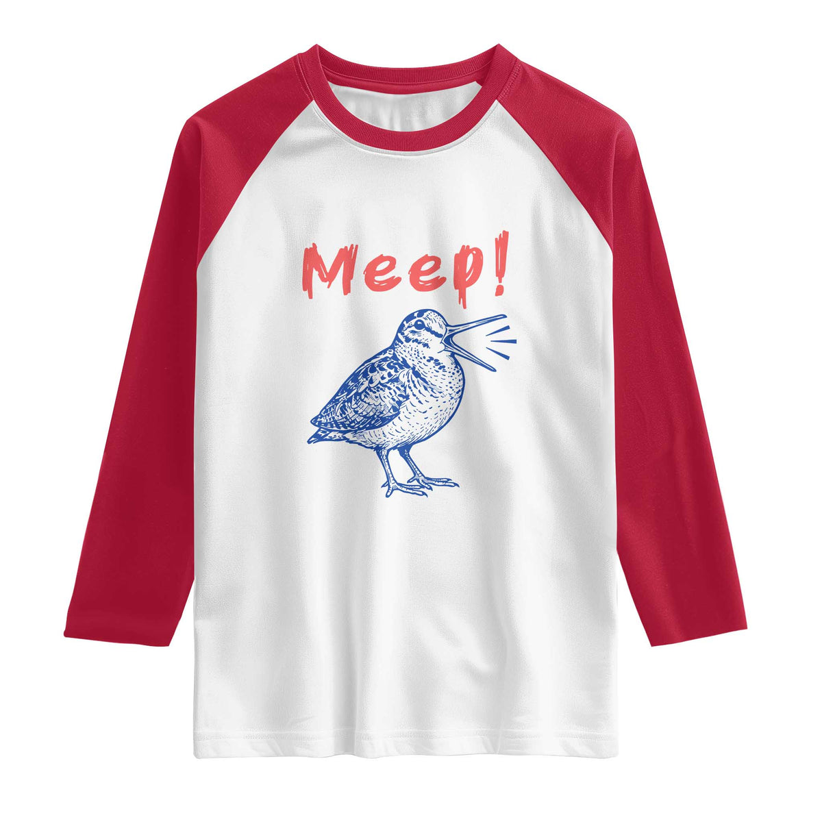 Meep Woodcock Raglan Shirt Cute Bird Meme TS14 White Red Print Your Wear