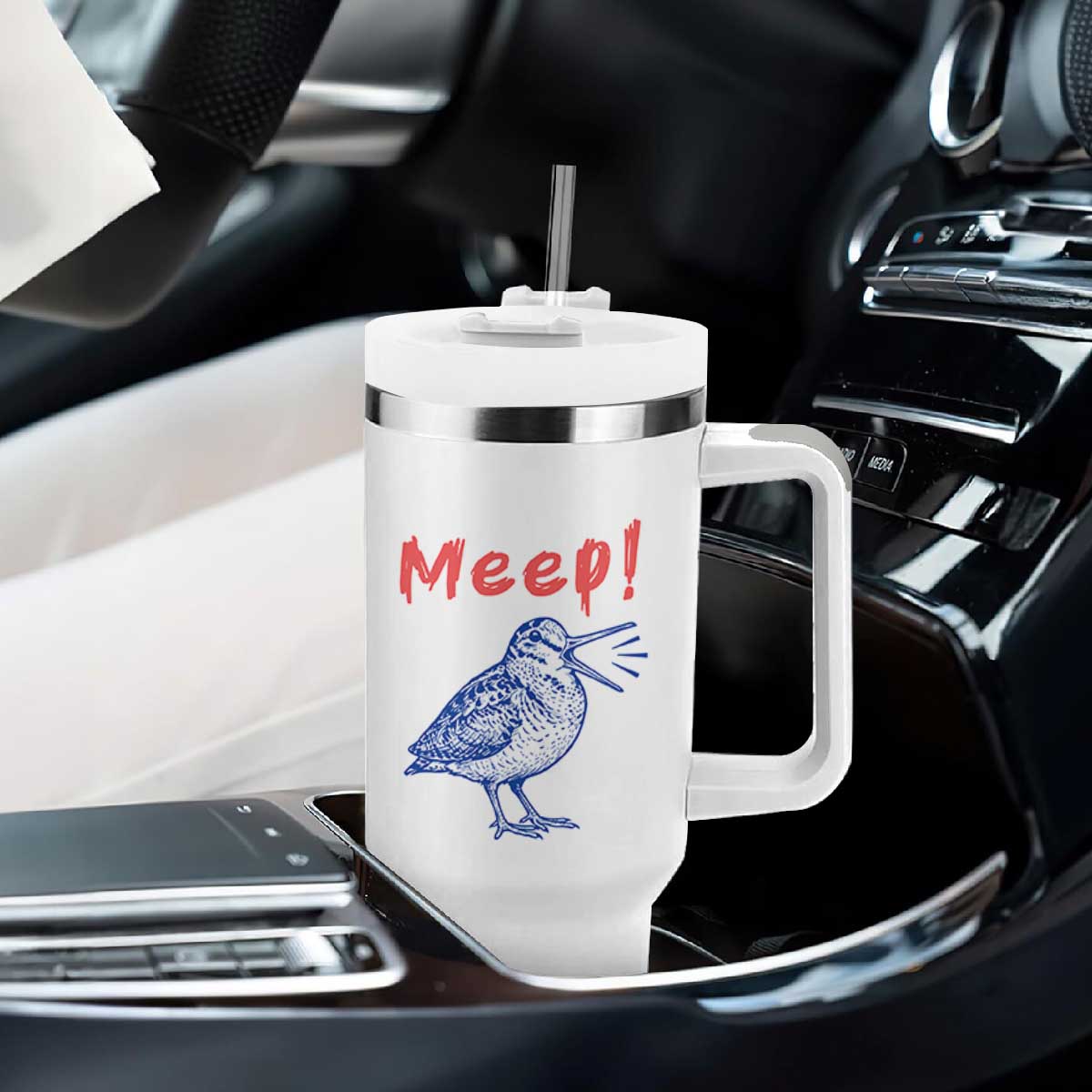 Meep Woodcock Tumbler With Handle Cute Bird Meme TS14 Print Your Wear