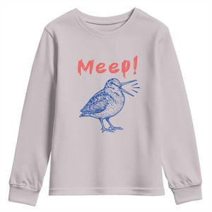 Meep Woodcock Youth Sweatshirt Cute Bird Meme TS14 Ice Gray Print Your Wear