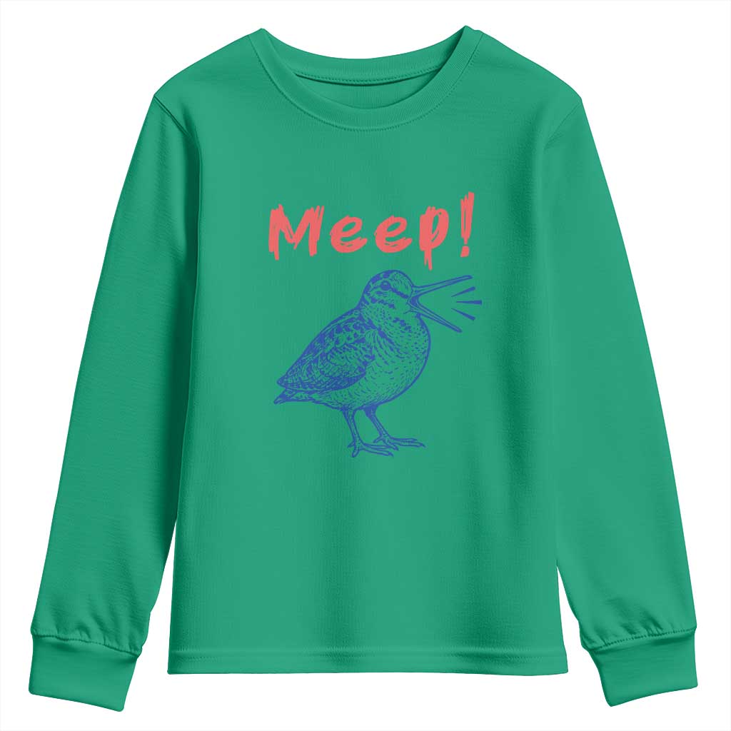 Meep Woodcock Youth Sweatshirt Cute Bird Meme TS14 Irish Green Print Your Wear