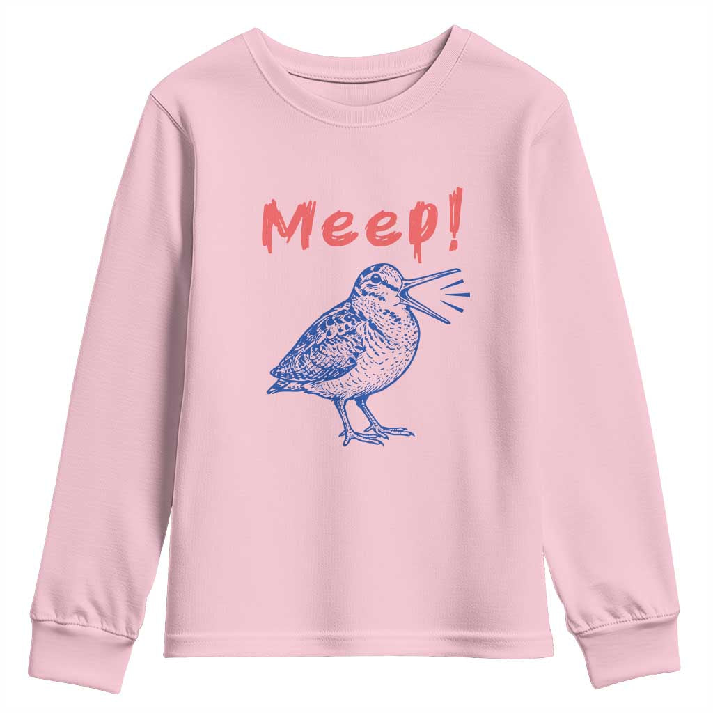 Meep Woodcock Youth Sweatshirt Cute Bird Meme TS14 Light Pink Print Your Wear