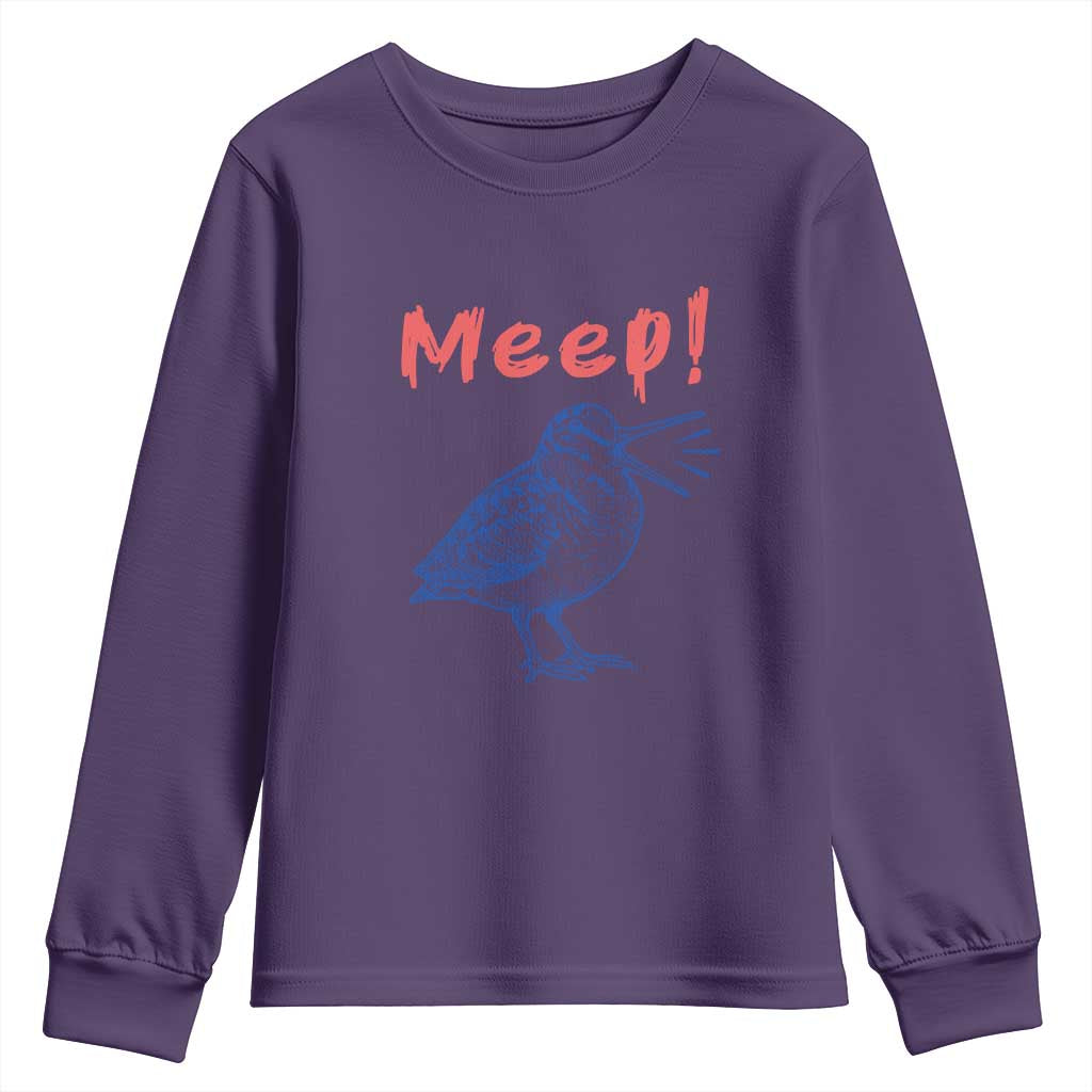 Meep Woodcock Youth Sweatshirt Cute Bird Meme TS14 Purple Print Your Wear