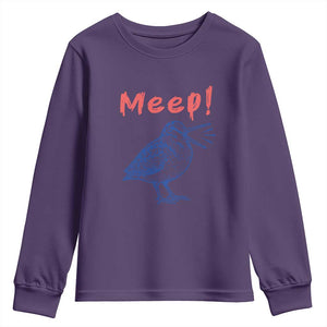 Meep Woodcock Youth Sweatshirt Cute Bird Meme TS14 Purple Print Your Wear