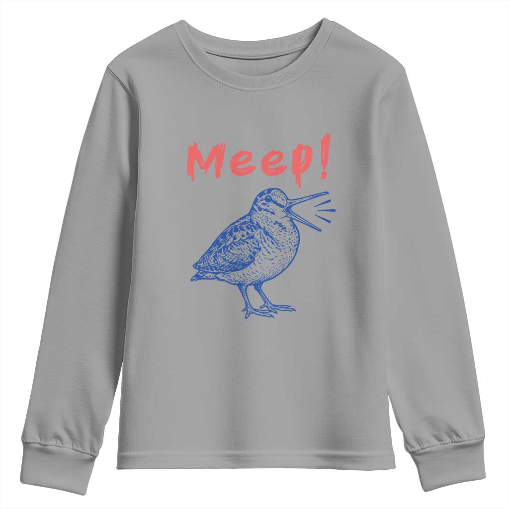 Meep Woodcock Youth Sweatshirt Cute Bird Meme TS14 Sport Gray Print Your Wear