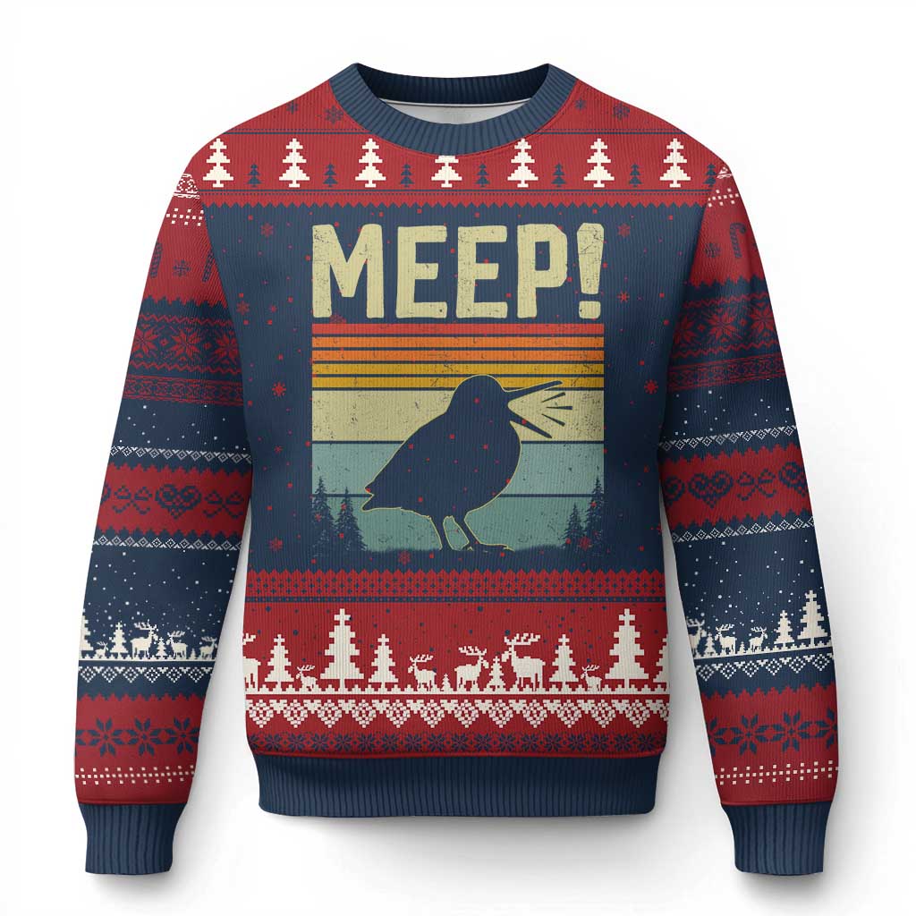 Meep Woodcock Ugly Christmas Sweater Funny Nature Lover TS14 Navy Red Print Your Wear