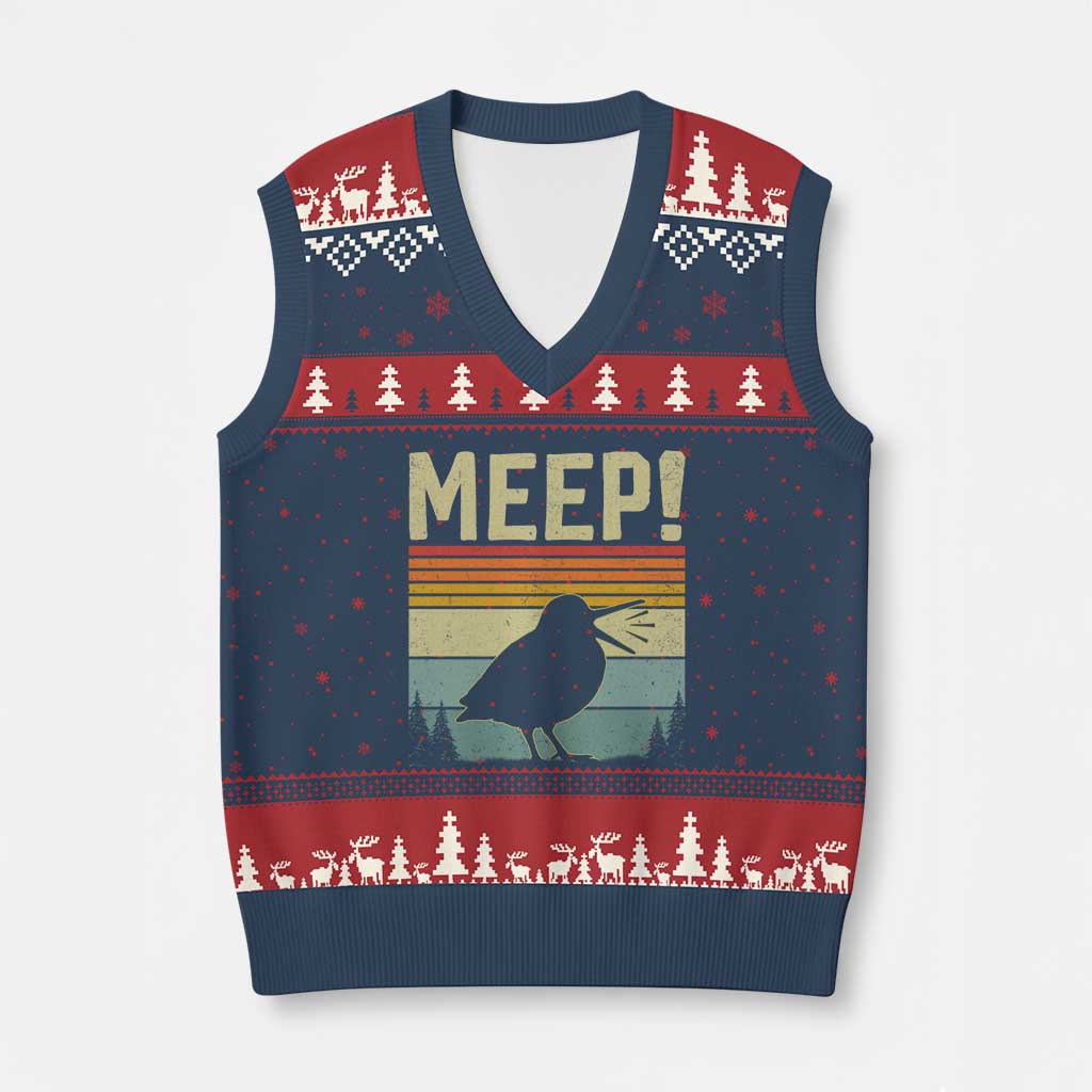 Meep Woodcock V-Neck Knit Sweater Vest Funny Nature Lover TS14 Navy Red Print Your Wear
