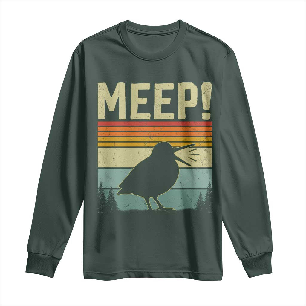 Meep Woodcock Long Sleeve Shirt Funny Nature Lover TS14 Dark Forest Green Print Your Wear