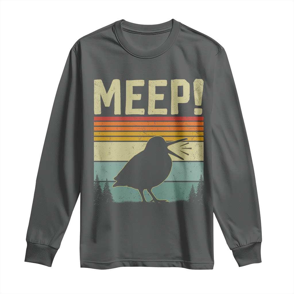 Meep Woodcock Long Sleeve Shirt Funny Nature Lover TS14 Dark Heather Print Your Wear