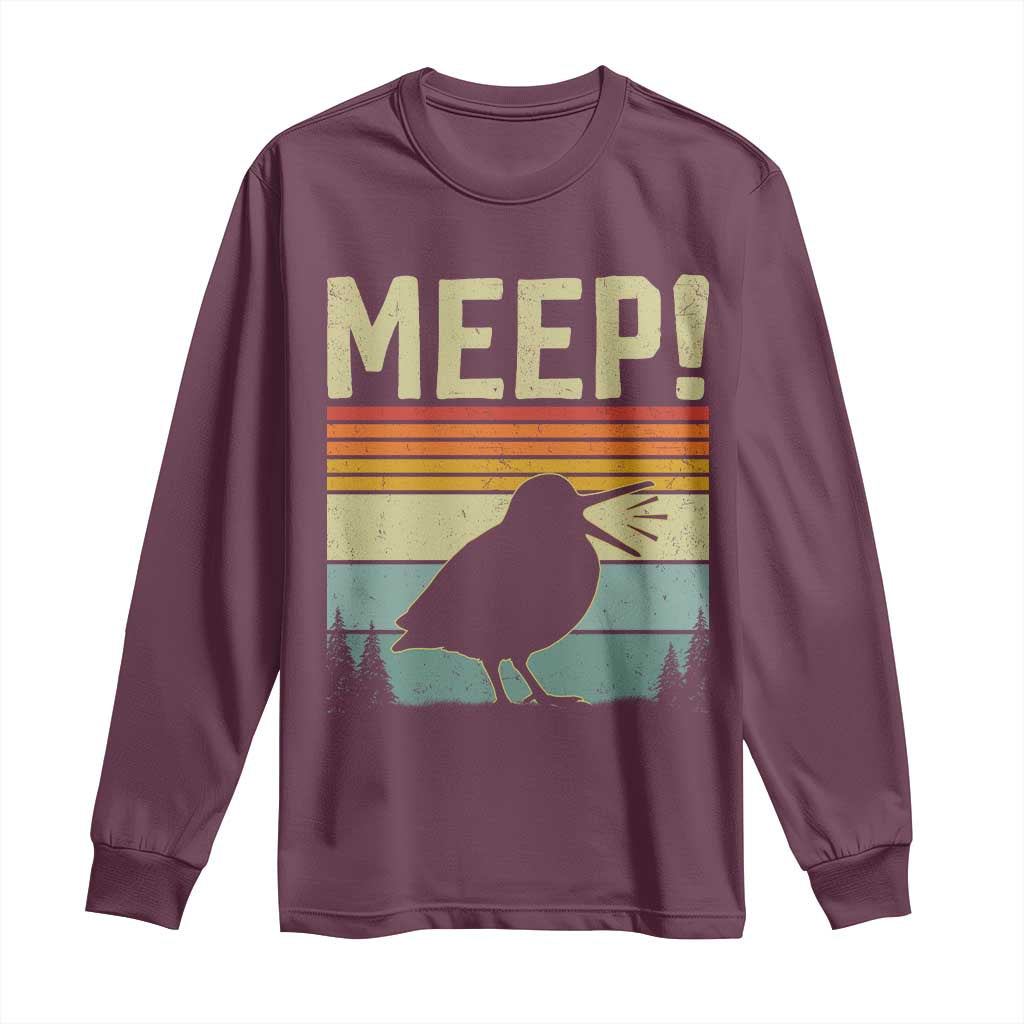 Meep Woodcock Long Sleeve Shirt Funny Nature Lover TS14 Maroon Print Your Wear
