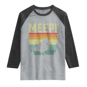 Meep Woodcock Raglan Shirt Funny Nature Lover TS14 Heather Gray Heather Charcoal Print Your Wear