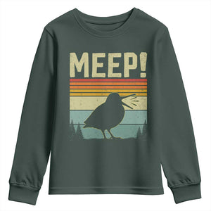 Meep Woodcock Youth Sweatshirt Funny Nature Lover TS14 Dark Forest Green Print Your Wear