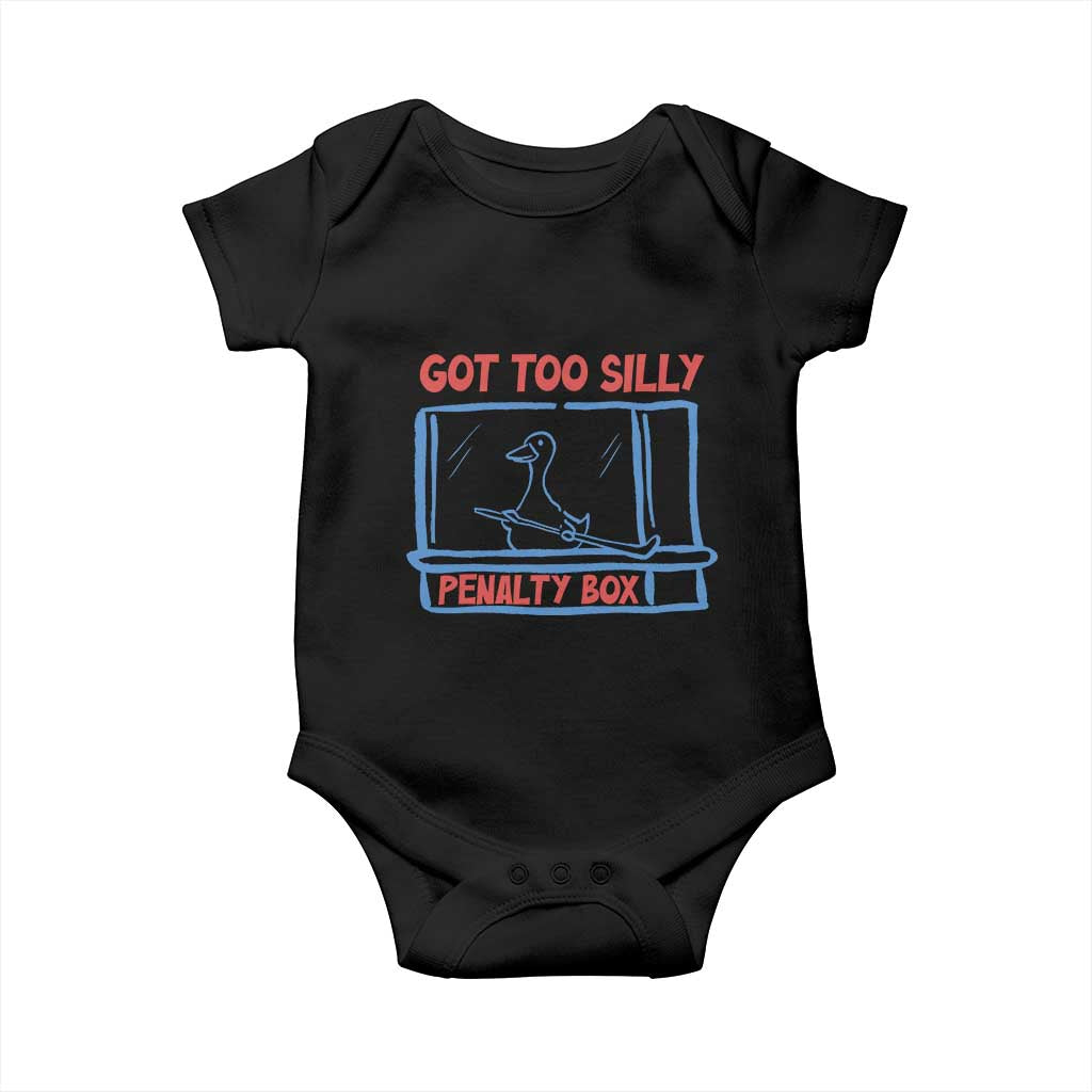 Hockey Got Too Silly Penalty Box Baby Onesie Silly Goose Meme TS14 Black Print Your Wear