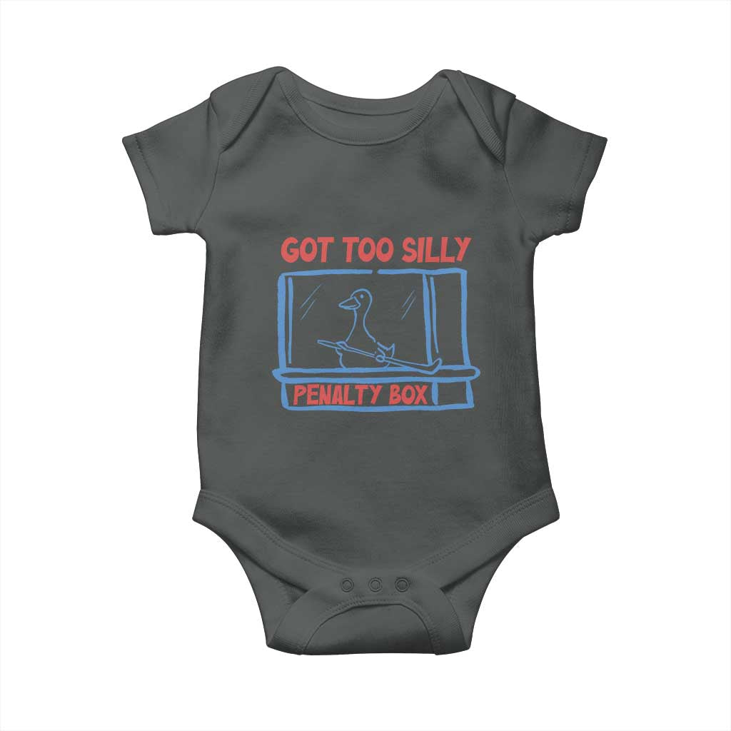 Hockey Got Too Silly Penalty Box Baby Onesie Silly Goose Meme TS14 Dark Heather Print Your Wear