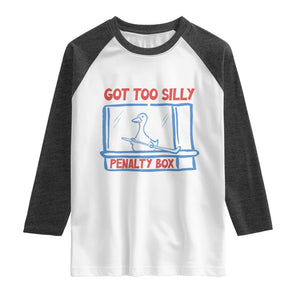Hockey Got Too Silly Penalty Box Raglan Shirt Silly Goose Meme TS14 White Heather Charcoal Print Your Wear
