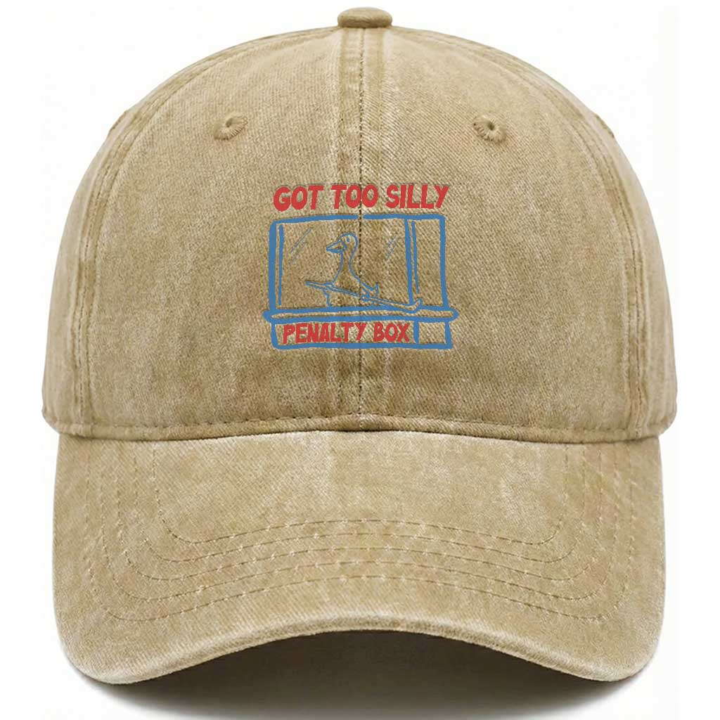 Hockey Got Too Silly Penalty Box Washed Cotton Baseball Cap Silly Goose Meme TS14 Print Your Wear