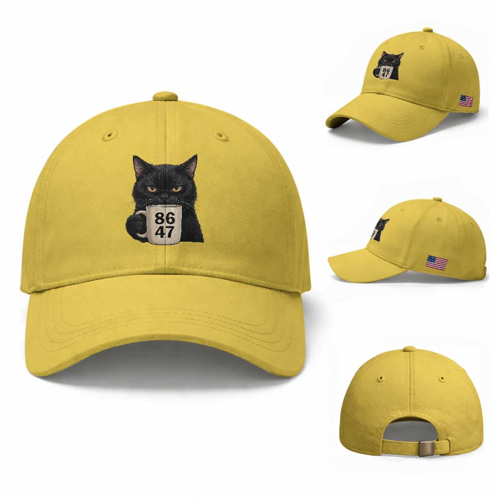 8647 Impeach Trump Baseball Cap Funny Black Cat Anti FDT Political TS14 Baseball Cap Universal Fit Yellow Print Your Wear