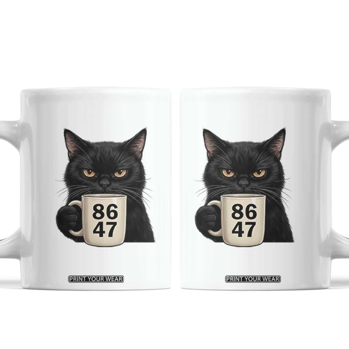 8647 Impeach Trump Coffee Mug Funny Black Cat Anti FDT Political TS14 White Print Your Wear