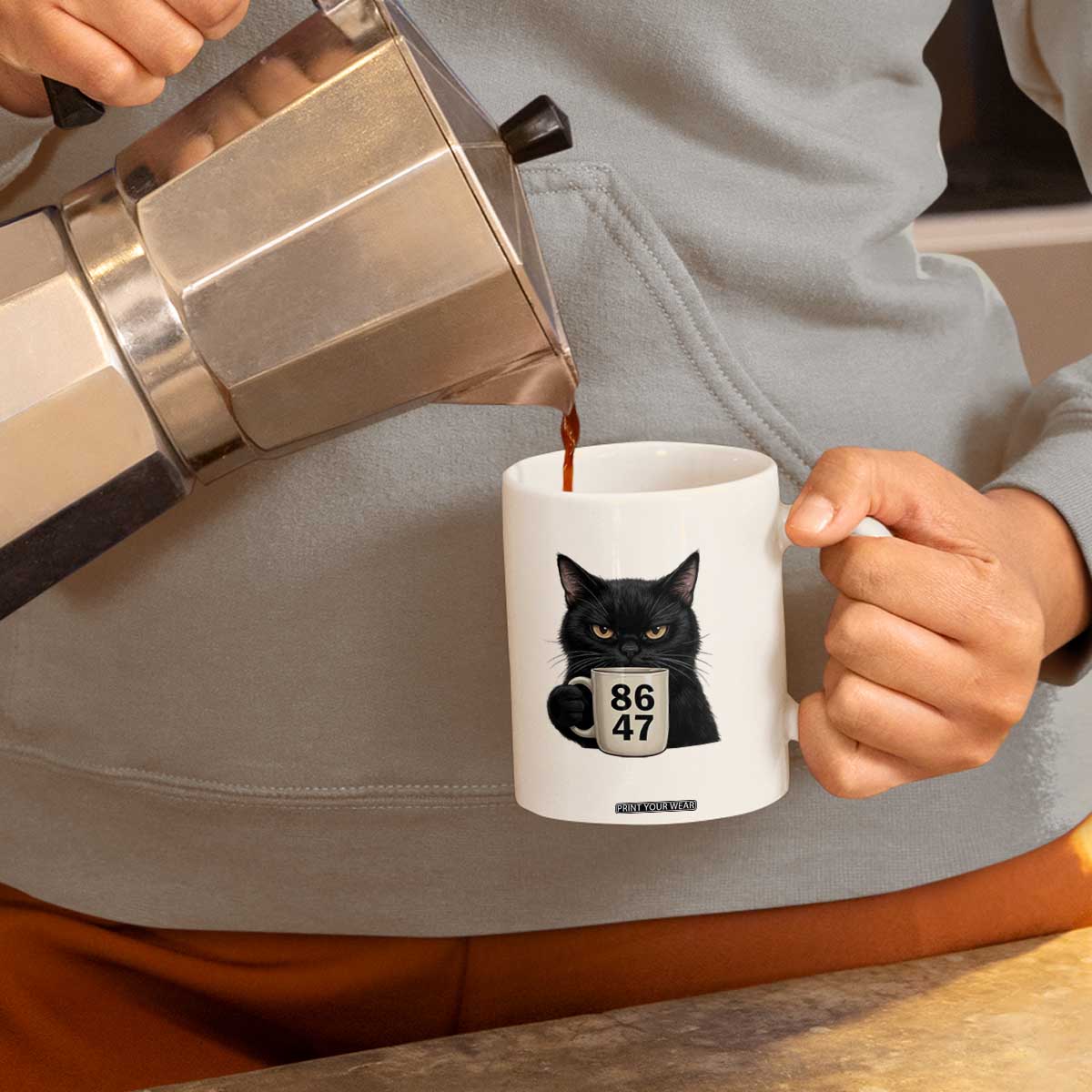 8647 Impeach Trump Coffee Mug Funny Black Cat Anti FDT Political TS14 Print Your Wear