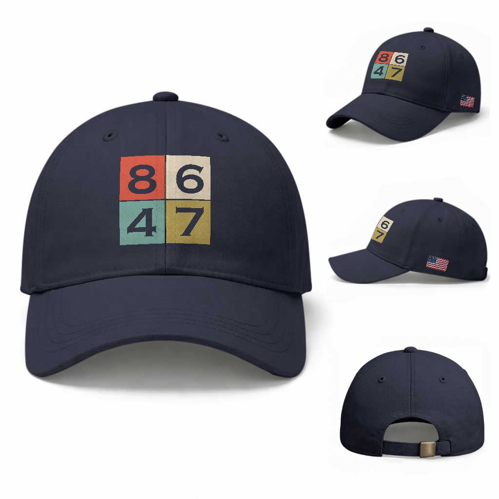 Retro Vintage 8647 Baseball Cap Classic Vintage 80s Style TS14 Baseball Cap Universal Fit Navy Print Your Wear