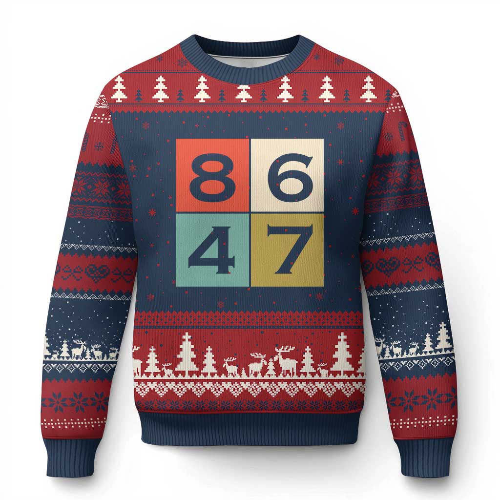 Retro Vintage 8647 Ugly Christmas Sweater Classic Vintage 80s Style TS14 Navy Red Print Your Wear