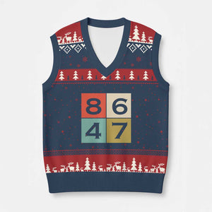 Retro Vintage 8647 V-Neck Knit Sweater Vest Classic Vintage 80s Style TS14 Navy Red Print Your Wear